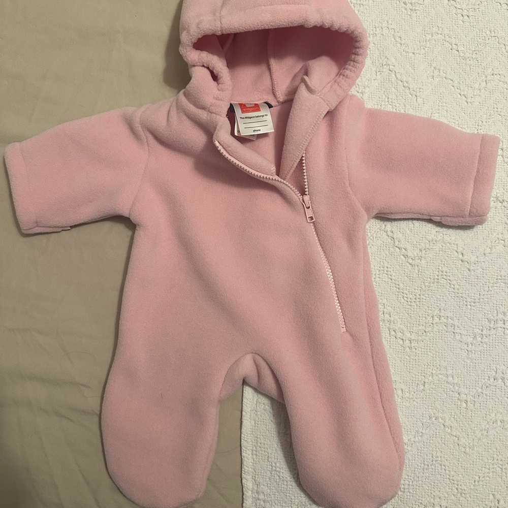 Widgeon Warm Plus Baby Girls Fleece Bunting Suit - Pink NB